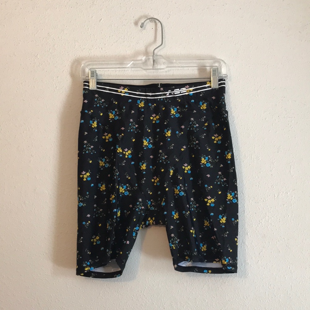 Adam Selman Sport Black Floral French Cut Bike Shorts size Large